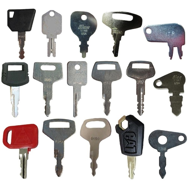 Aic Replacement Parts 16 Keys Heavy Equipment / Construction Ignition Key Set Fits CAT Fits John Deere 16-HEAVY-EQUIPMENTKEYS - main